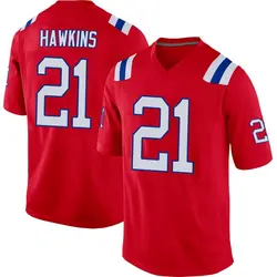 Nike Jaylinn Hawkins New England Patriots Men's Game Red Alternate Jersey