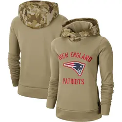 Nike New England Patriots Women's Khaki 2019 Salute to Service Therma Pullover Hoodie